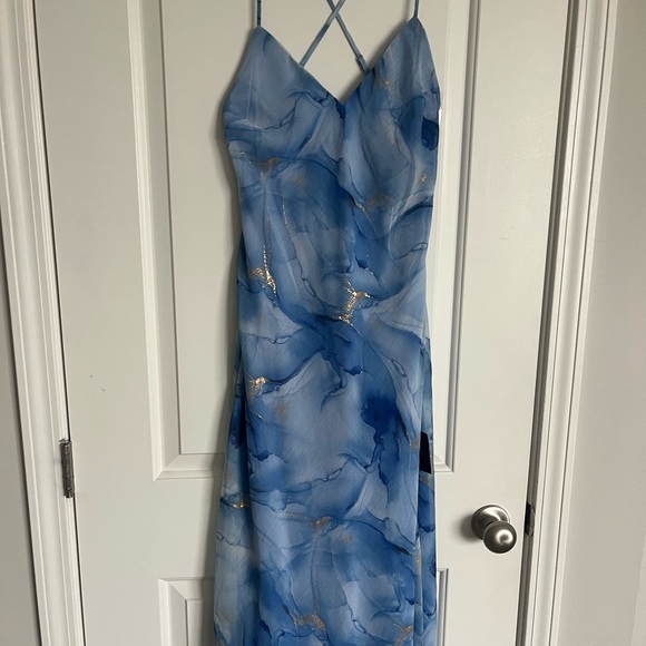 Lulu's Aqua Marble Midi Dress - Picture 3 of 8